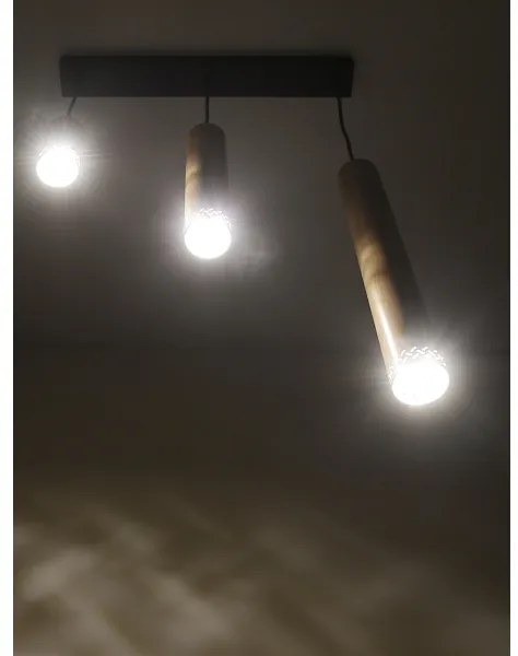 Lustră pe cablu TUBO 3xGU10/25W/230V lemn