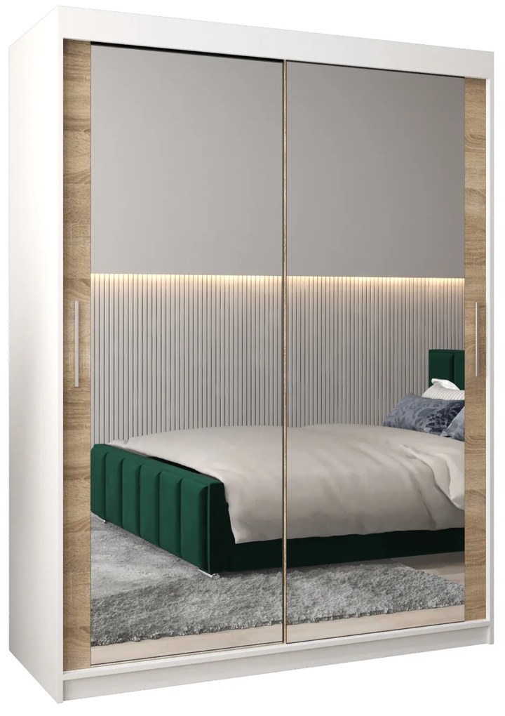 Dulap de haine 150 cm Toki 3 (alb mat + stejar sonoma). 1065072