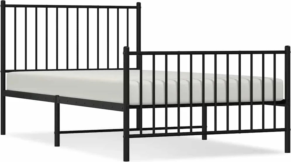 vidaXL Cadru pat metalic cu tăblii de cap/picioare, negru, 100x190 cm