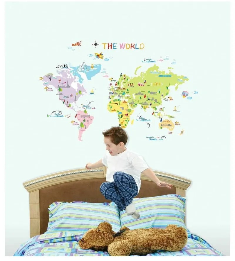 Hartă 135x65 cm pentru copii World Map – Ambiance