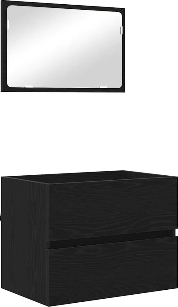 vidaXL Set de mobilier pentru baie cu sertar 2 pcs Stejar Negru