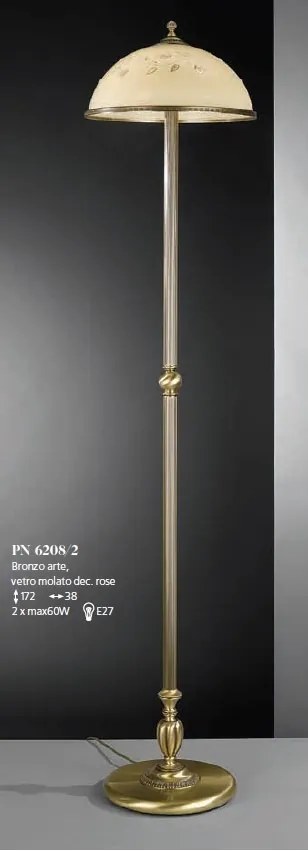 Lampadar / Lampa de podea din alama cu sticla decorata design italian 6208
