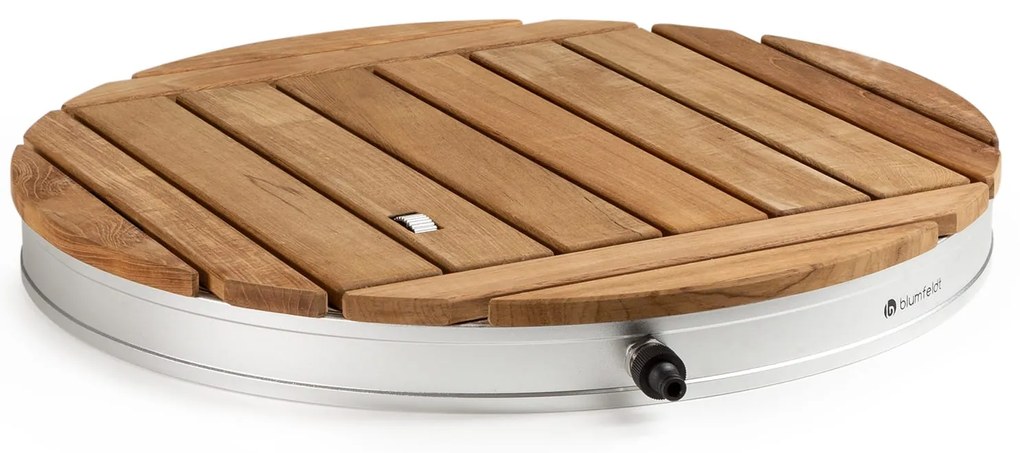 Sumatra Teak Round, duș de grădină, aluminiu, lemn de tec, mâner.