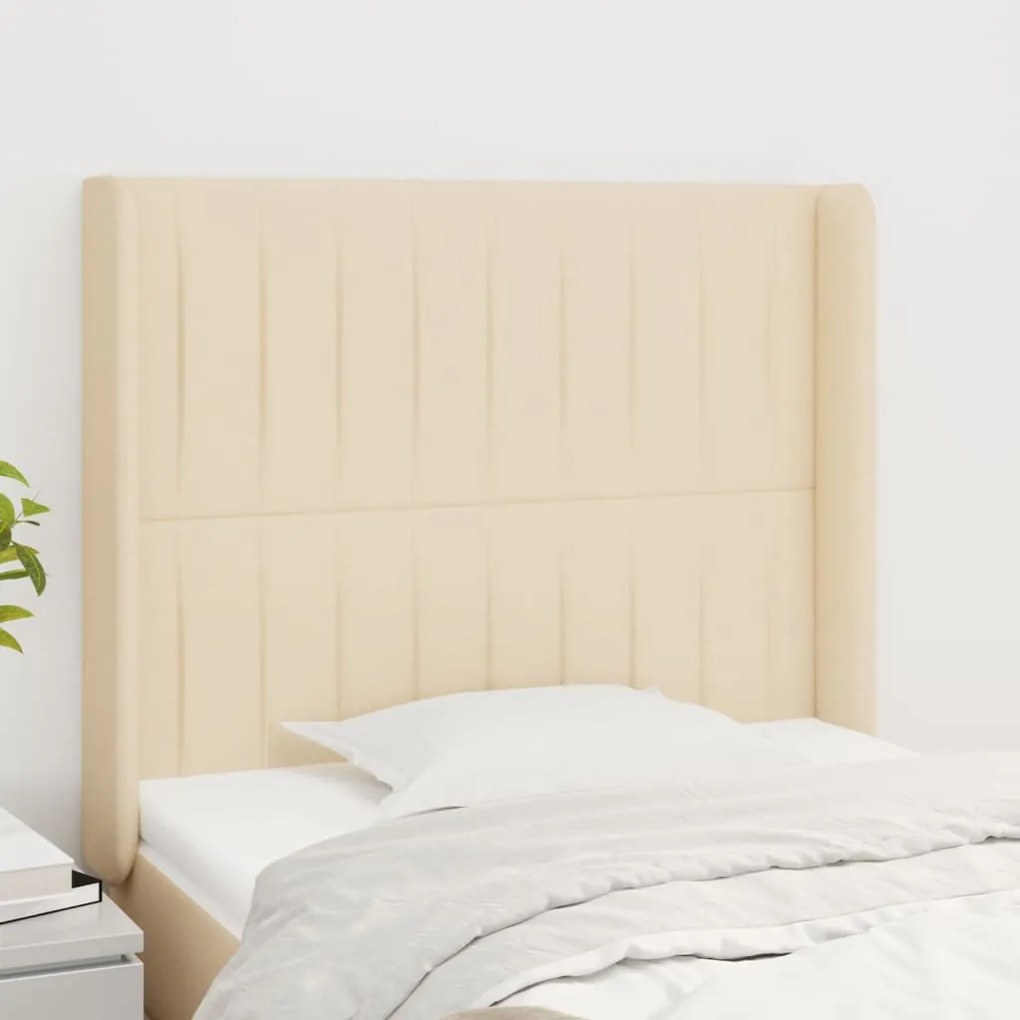 vidaXL Tăblie de pat cu aripioare, crem, 93x16x118/128 cm, textil