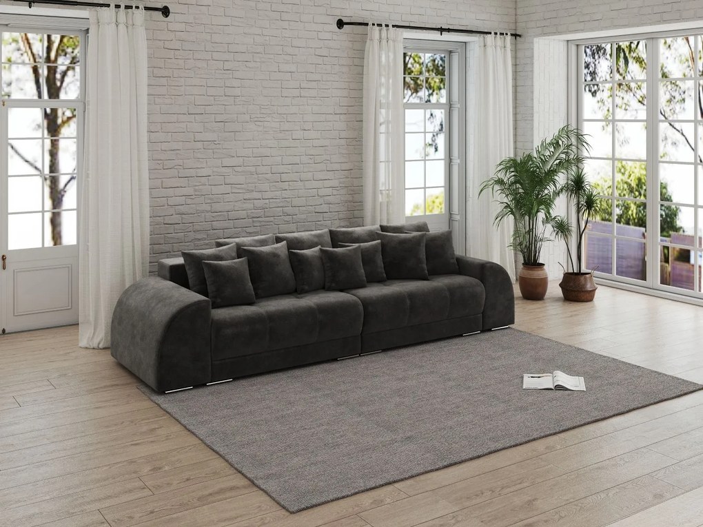 Canapea extensibilă dumonde cu 2 lăzi de depozitare si sezut confortabil din spuma high-density, Verona Madagaskar Black 310x100 cm
