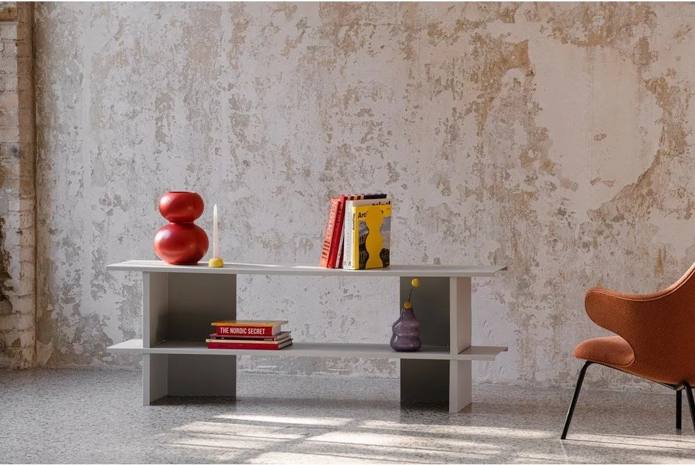 Etajeră gri deschis din metal 160x57x37 cm Hes – noo.ma