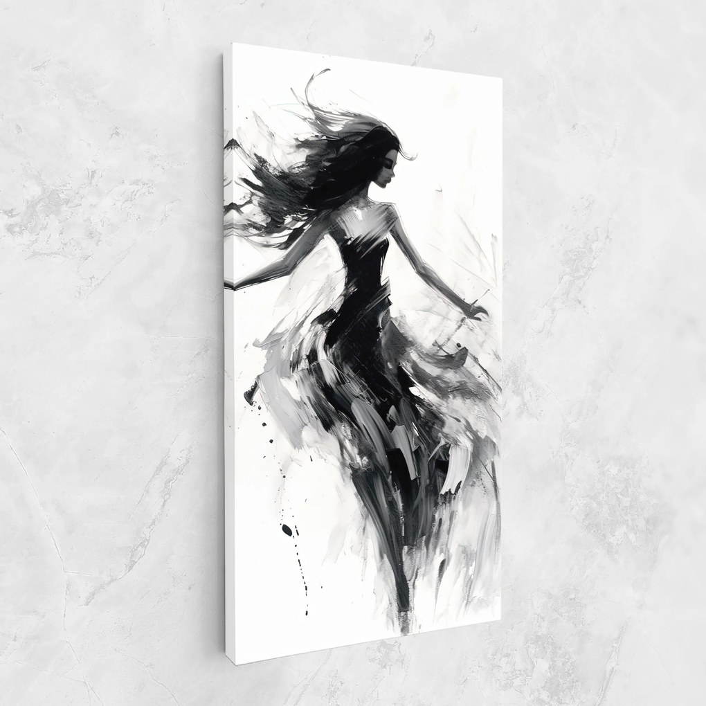 Tablou Canvas, 40x80cm, Dormitor si Living, Femei, Siluete, Black Ink Woman