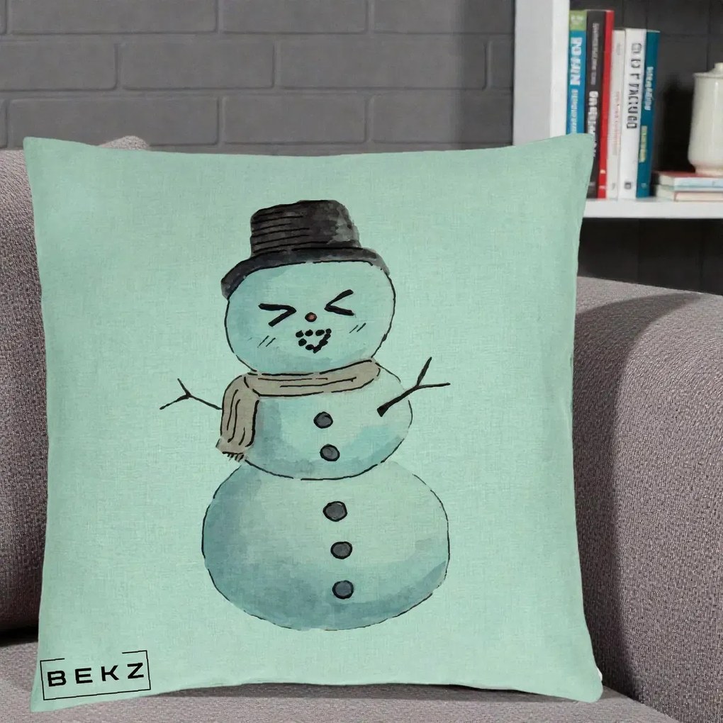 Perna Decorativa Om de Zapada Kawaii Haios, 40x40 cm, Verde Menta, Husa Detasabila, Perna Inclusa, BEKZ®