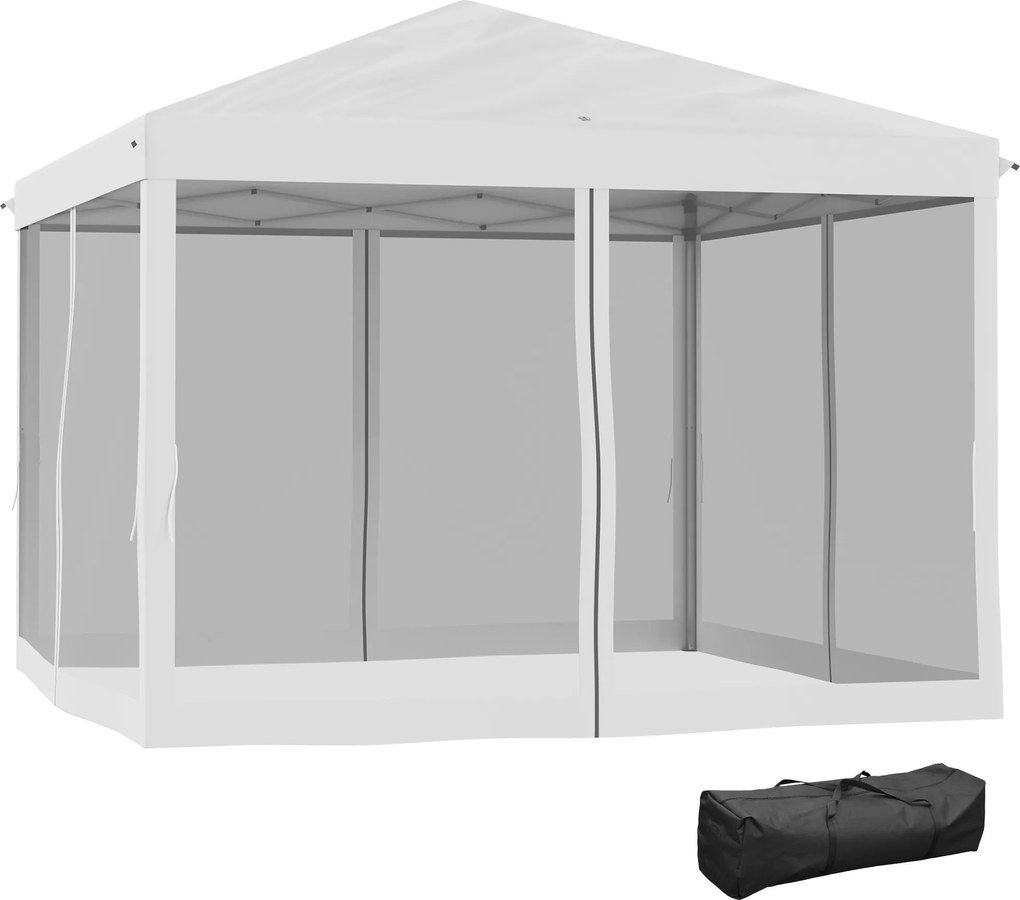 Outsunny Tonelă pop-up Barnum Pliant Stil Colonial 3 x 3 m 4 plase de țânțari + Geantă de Transport crem | Aosom Romania