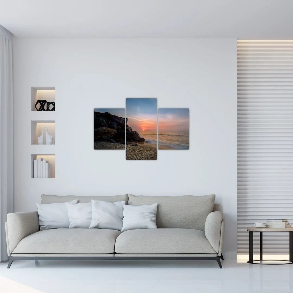 Tablou apusului de soare pe plajă (90x60 cm)