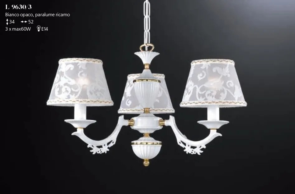Candelabru 3 brate design italian din alama cu metal alb 9630
