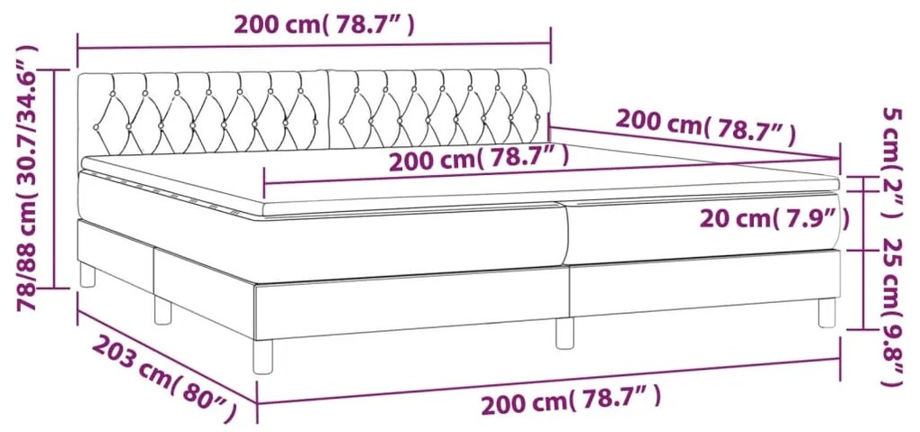 Pat box spring cu saltea, albastru, 200x200 cm, textil Albastru, 200 x 200 cm, Design cu nasturi