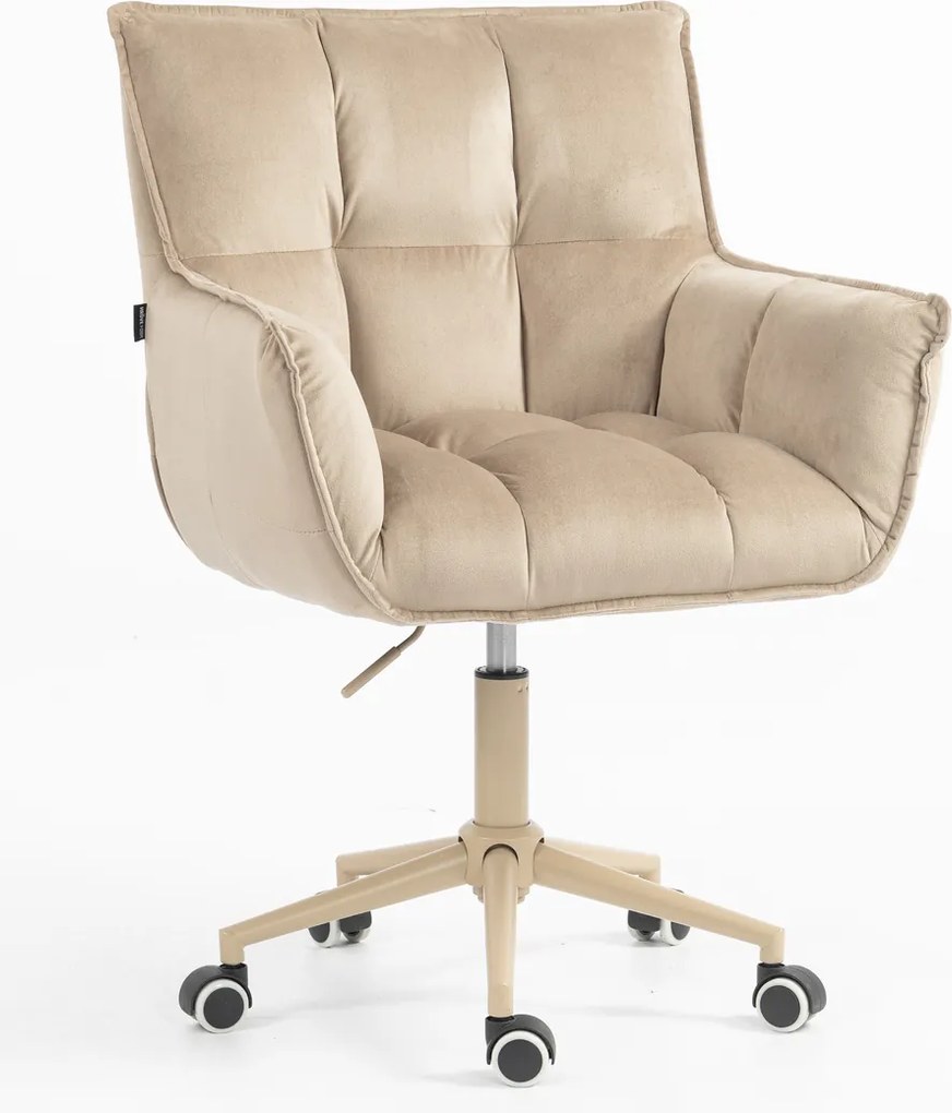 HR560K Scaun Catifea Latte cu Bază Crem