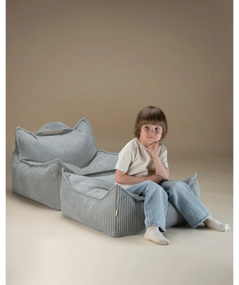 Fotoliu puf pentru copii verde mentă cu tapițerie din catifea reiată Chair – Wigiwama