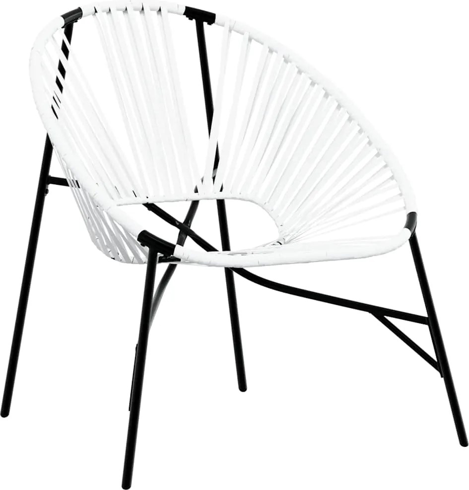 vidaXL Scaun ouă de grădină din polirattan alb și negru
