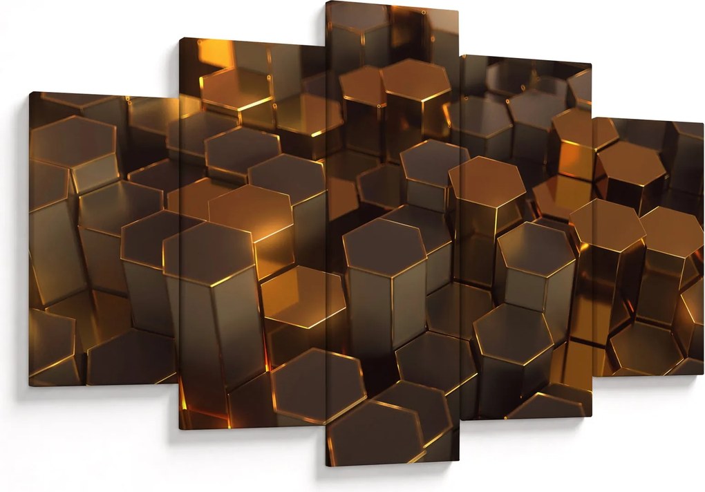 Tablou - Hexagoane de bronz (150x105 cm)