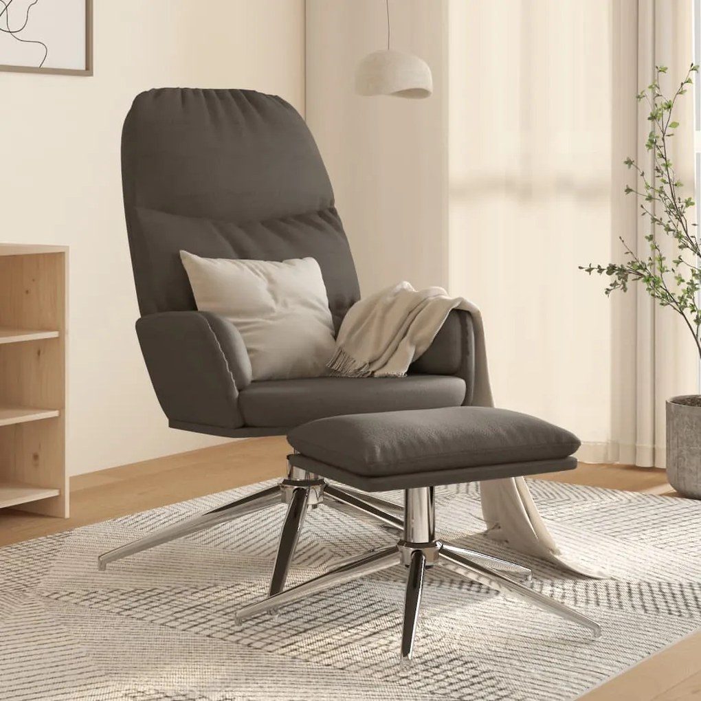 3097378 vidaXL Scaun relaxare cu taburet, gri închis, imitație piele întoarsă