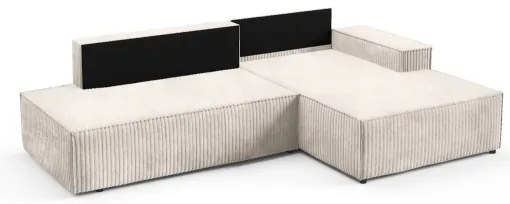 Colțar extensibil TERAMO, în formă de L, cu spațiu de depozitare, pe partea dreaptă, bej