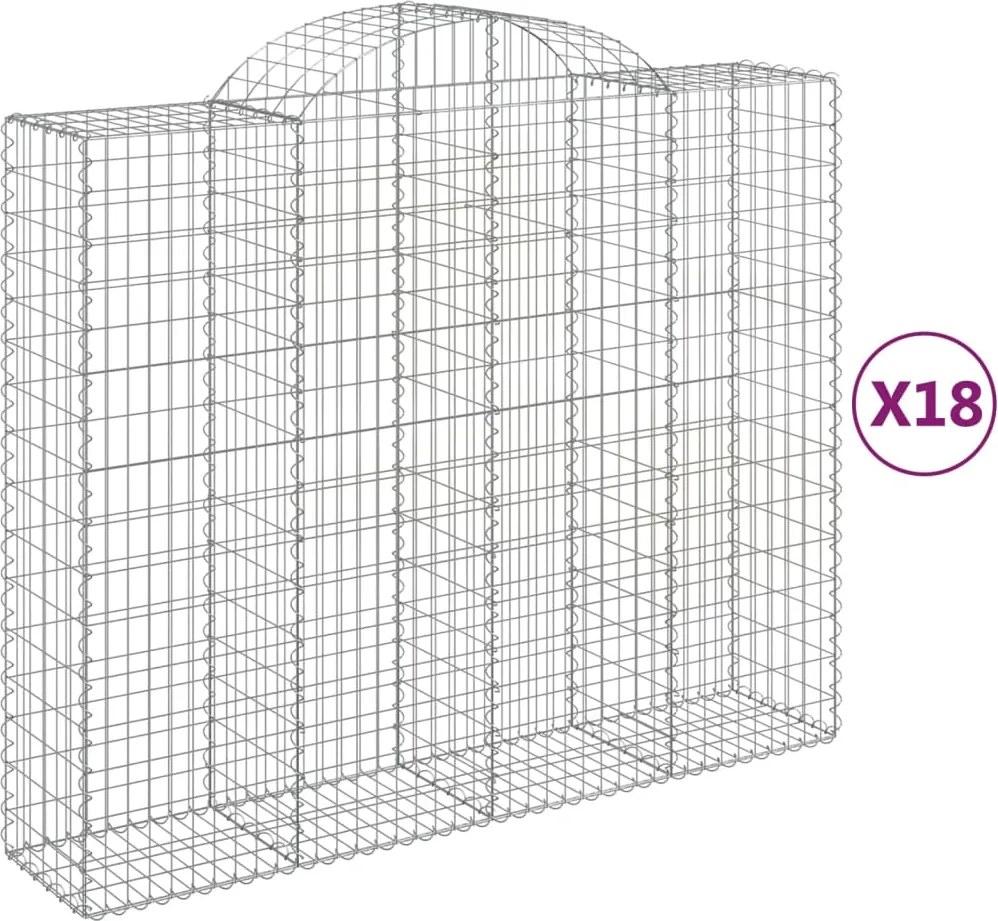 vidaXL Coș gabion arcuit, 18 buc, 200x50x160/180 cm, fier galvanizat