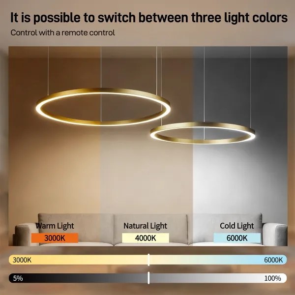 Brilagi - Lustră LED dimabilă suspendată pe cablu PORTOFINO LED/98W/230V, finisaj auriu +DO