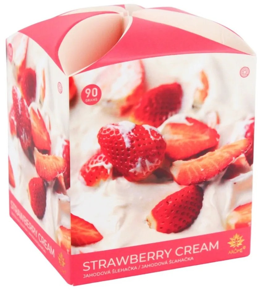 Lumânare parfumată Arome Strawberry Cream în sticlă, 90 g