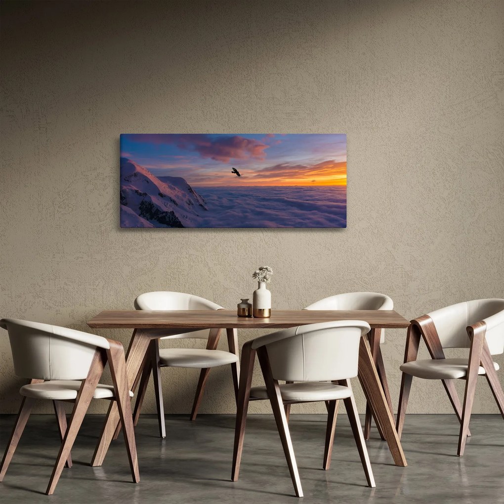 Tablou în apus de soare, Mont Blanc (120x50 cm)