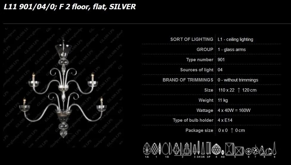 Lustra 4 brate eleganta design LUX L11 901/04/0; F 2 floor, flat, SILVER