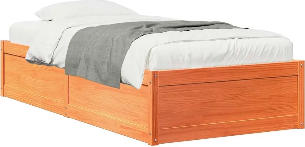 vidaXL Cadru pat fără saltea, maro ceruit, 75x190 cm, lemn masiv pin