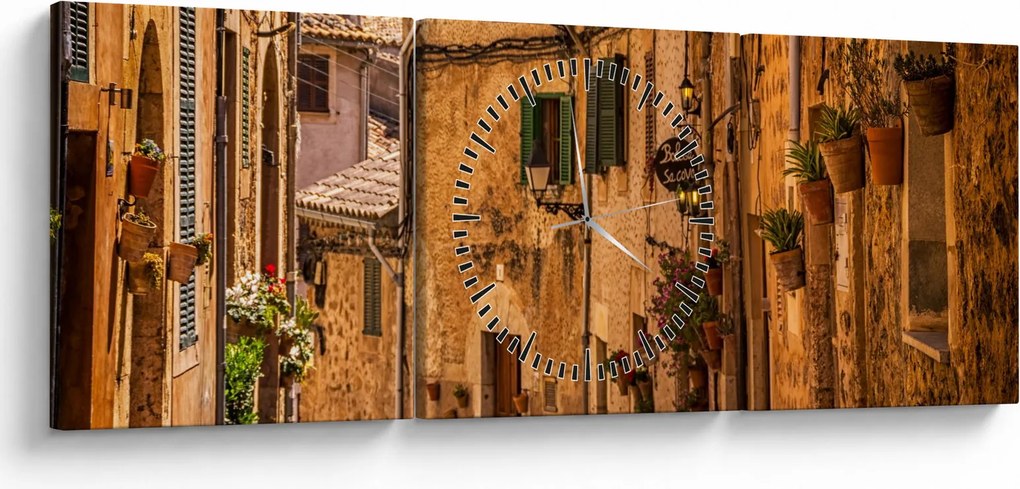 Tablou - Strada din Spania (cu ceas) (90x30 cm)