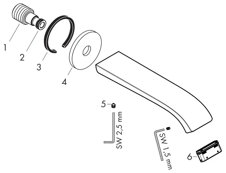 Pipa de umplere pentru cada, Hansgrohe, Vivenis, alb mat