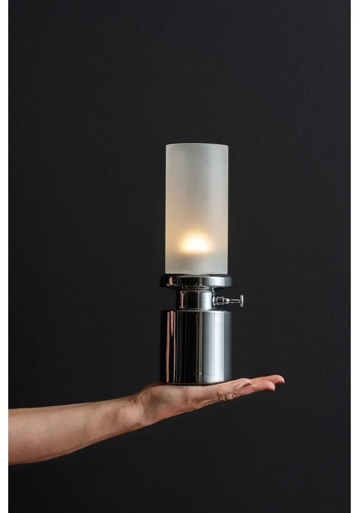 Veioză argintie LED cu intensitate reglabilă cu abajur din metal/cu abajur din sticlă (înălțime 29,5 cm) Camp – Leitmotiv