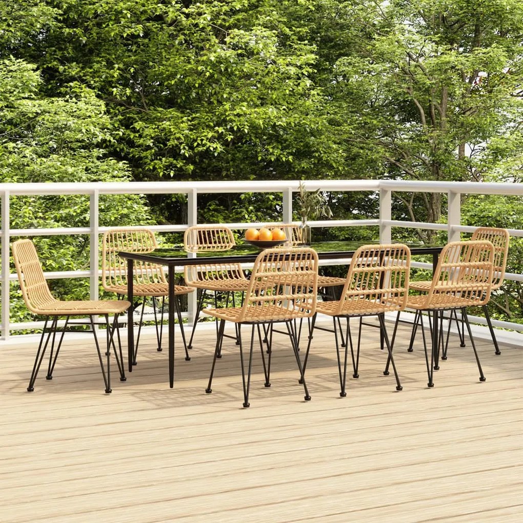 vidaXL Set mobilier de grădină, 9 piese, poliratan