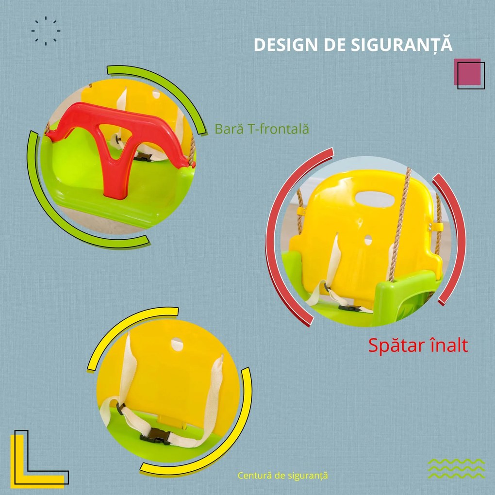 Outsunny Leagăn pentru Copii 9-36 Luni, PP și PE, 42x33x120-180cm, Stabil și Sigur | Aosom Romania