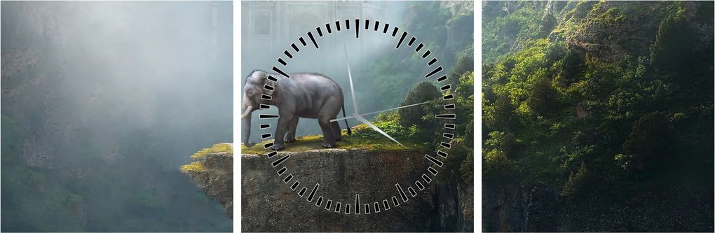 Tablou - Elefant în vârful Taj Mahalului (cu ceas) (90x30 cm)