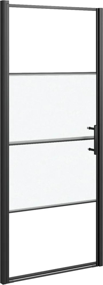 vidaXL Ușă de duș, negru, 91x195 cm, sticlă securizată semi-mată