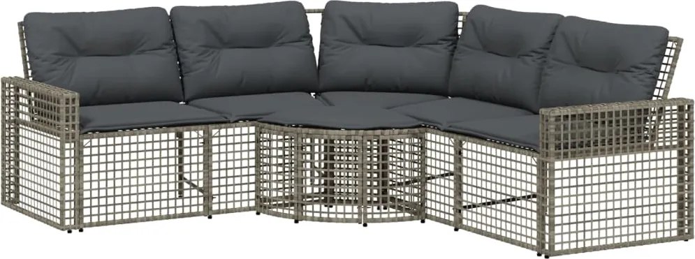 vidaXL Canapea de grădină cu perne/taburet, formă L, gri, poliratan