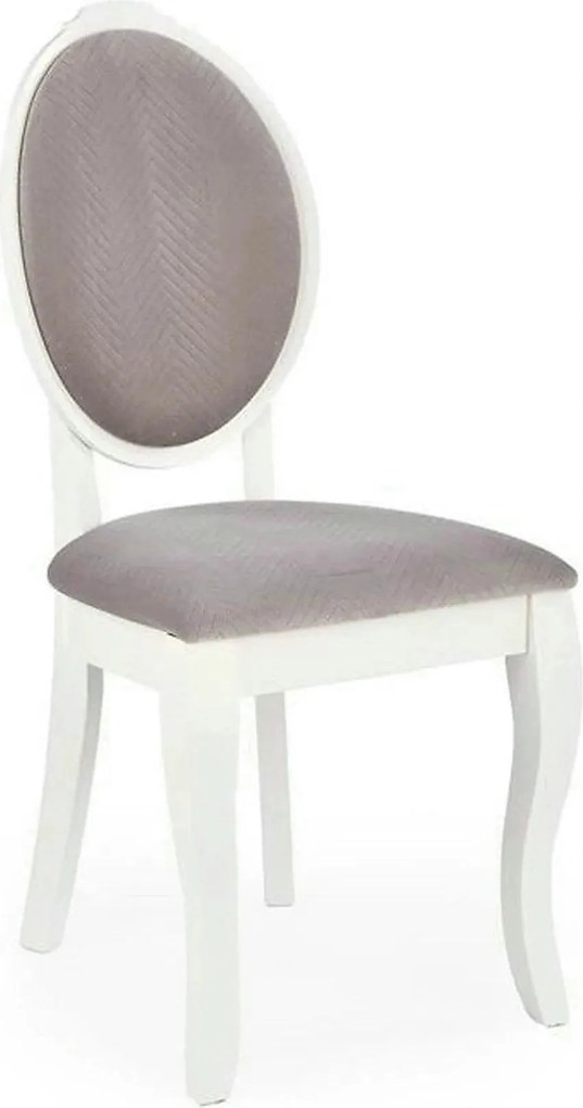 Scaun alb cu gri VELO, gri/alb, stofa catifelata/lemn, 44x53x96 cm