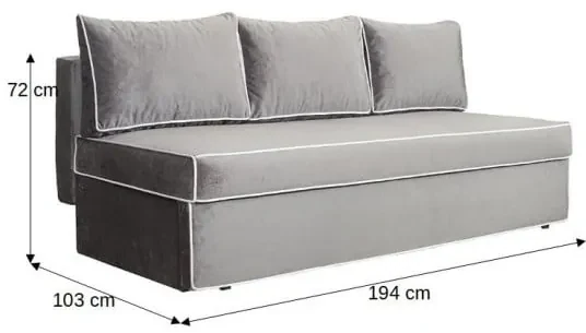 Canapea Extensibila New Modulo, 3 Locuri, Lada Depozitare, Gri si Alb, 194 Cm
