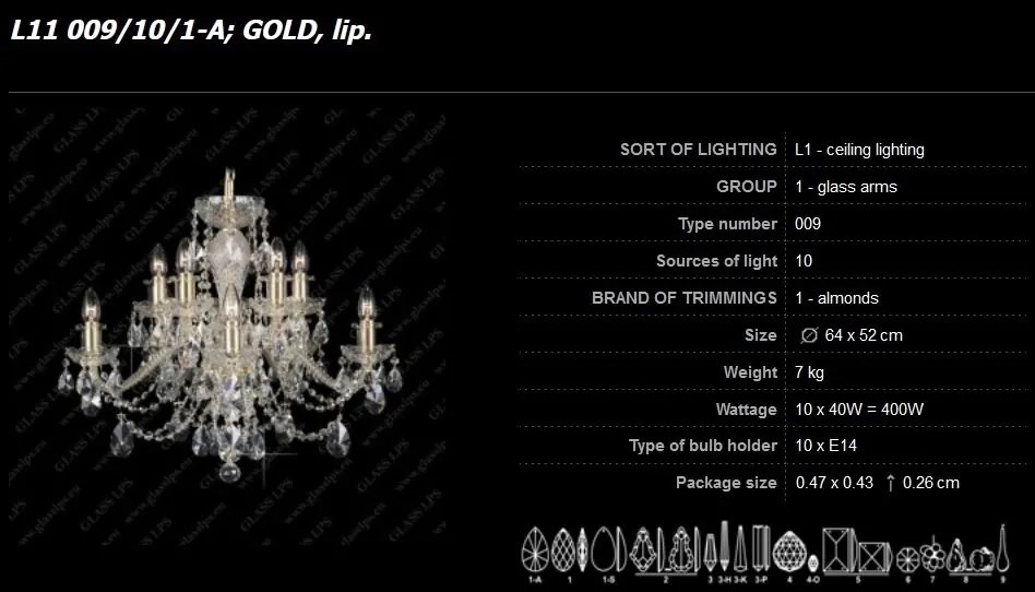 Lustra cu 10 brate cristal Bohemia L11 009/10/1-A