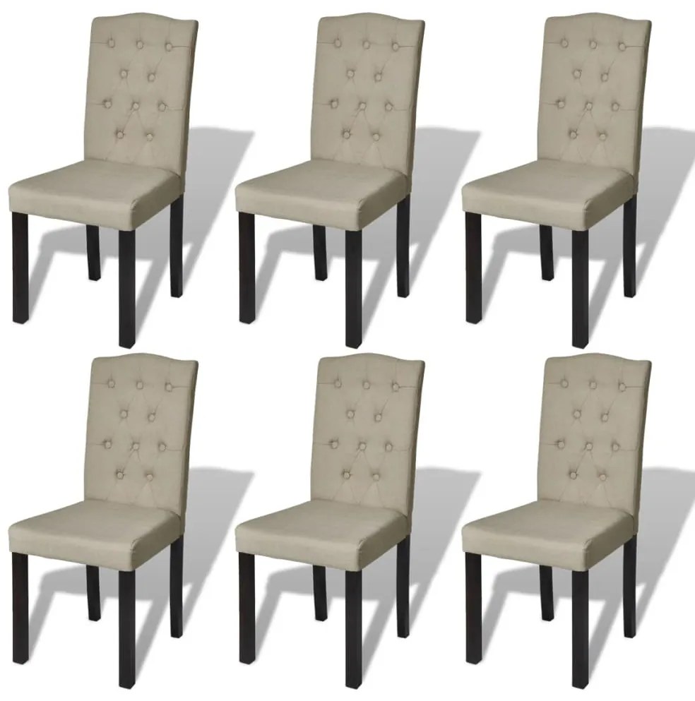 vidaXL Scaune de bucătărie, 6 buc., cafeniu, material textil