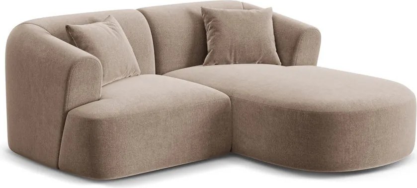 Colțar maro deschis cu tapițerie din catifea (cu colț pe partea dreaptă/cu șezlong) Campi – Cosmopolitan Design