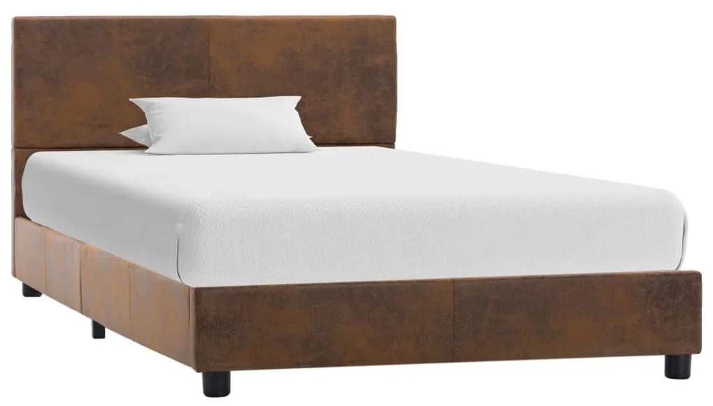 284781 vidaXL Cadru de pat, maro, 100 x 200 cm, piele întoarsă ecologică