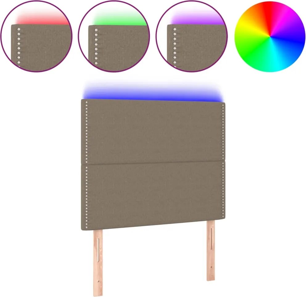 vidaXL Tăblie de pat cu LED, gri taupe, 100x5x118/128 cm, textil