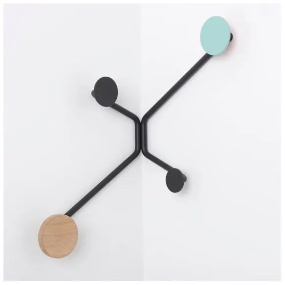 Cuier de perete pe colț Gazzda Hook, detaliu verde mentolat, negru