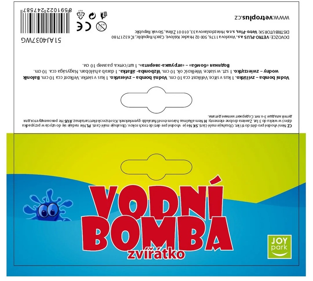Joy Park Bomba de apă animal, 10 cm