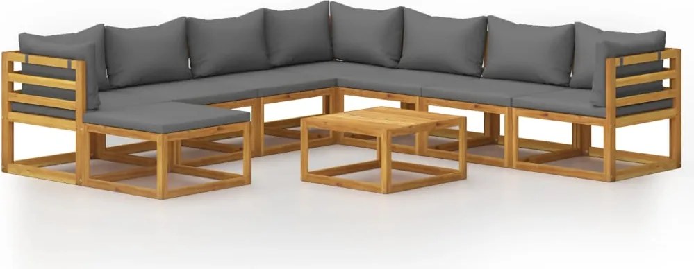 vidaXL Set mobilier grădină cu perne, 9 piese, lemn masiv de acacia