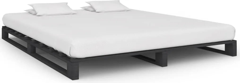 vidaXL Cadru de pat din paleți, gri, 180 x 200 cm, lemn masiv de pin