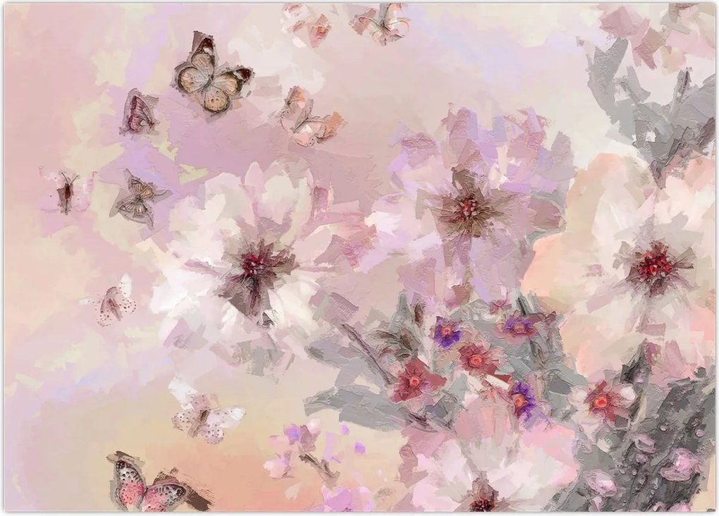 Tablou - Colaj de artă cu fluturi (70x50 cm)