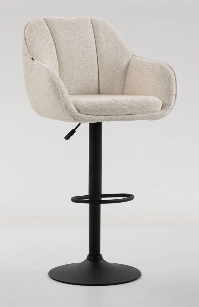 HR2055W Scaun Crem din Boucle cu Bază Neagră