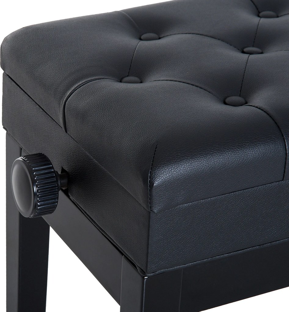 HOMCOM Băncuță Pian Elegantă cu Spațiu de Depozitare, Înălțime Ajustabilă, Negru, 54.5x33x48-58cm | Aosom Romania